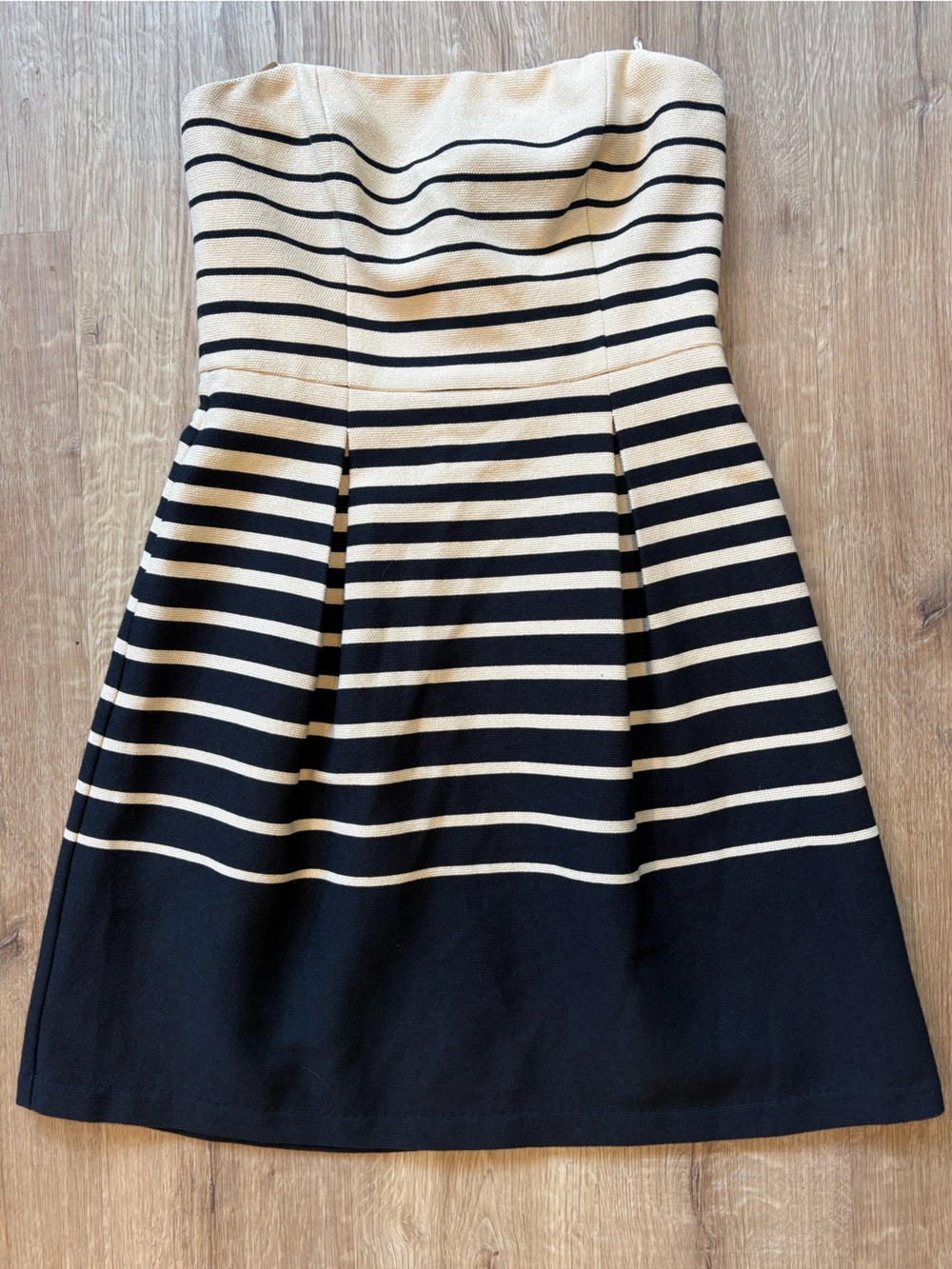 Trina Turk Black and Cream Striped A-Line Dress size 8